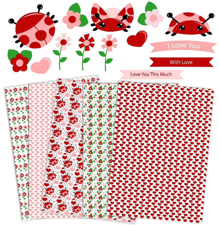 Love Bugs Clipart and Paper set